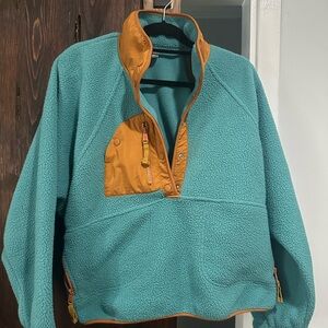 FP Movement by Free People Teal and Orange Off-the-Shoulder Sweater